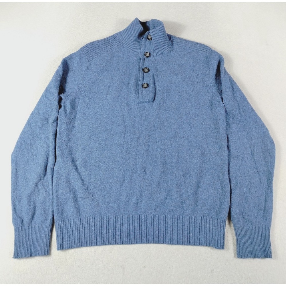 Banana Republic Sweater Mens Large Blue Merino Wool Henley Cozycore Cabincore‎